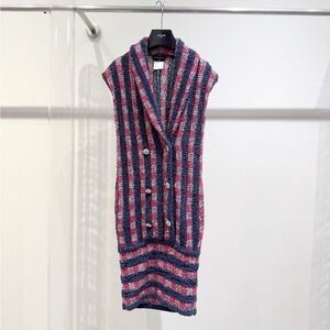 🚩steal authentic CHANEL Striped Pink and Blue Dress